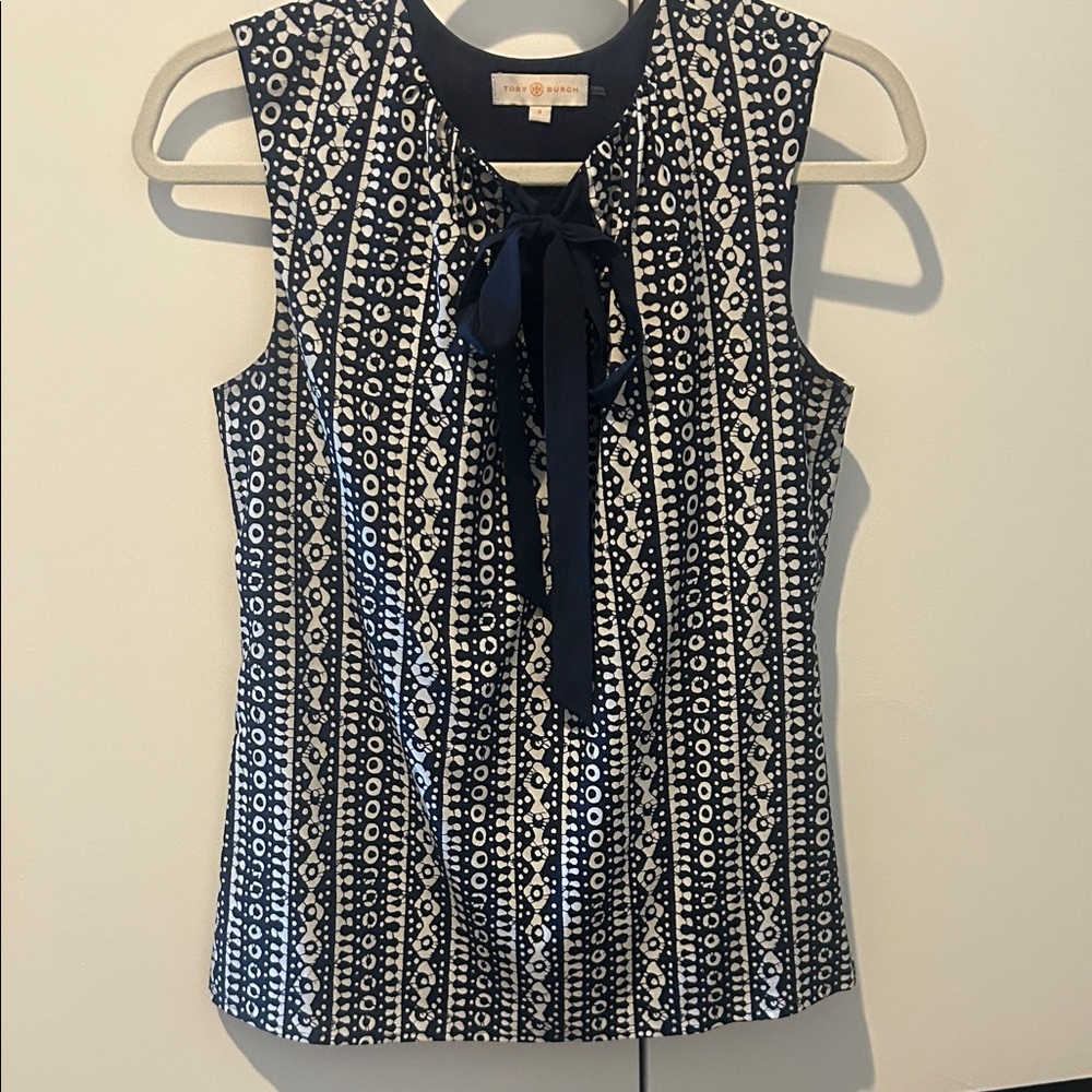 Tory Burch navy Tanya top size 4